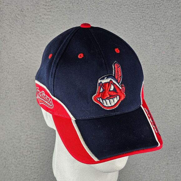Vintage Cleveland Indians Hat Chief Wahoo Strapback Twins MLB Navy Red OSFA - Picture 1 of 9
